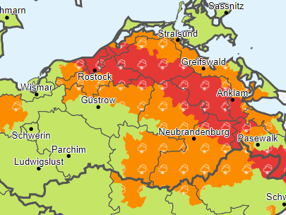 Unwetterwarnung für Mecklenburg-Vorpommern